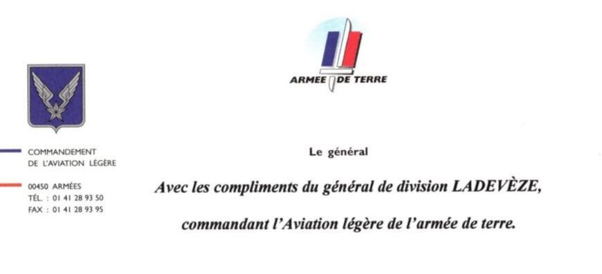 COMALAT : ​carte de visite du général LADEVÈZE, COMALAT de 1999 à 2002 Alat.fr
