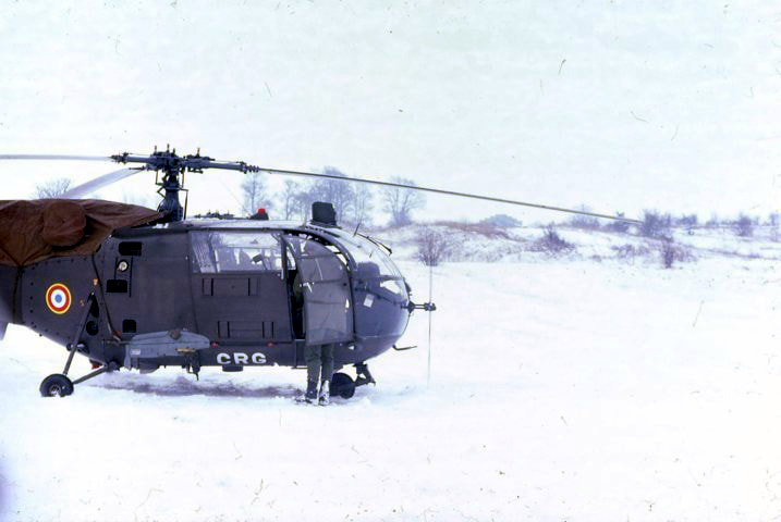ALOUETTE III de l'EHA du GALDIV 3 sous la neige, lors de manœuvres à Münsingen, en 1978 (3). Alat.fr