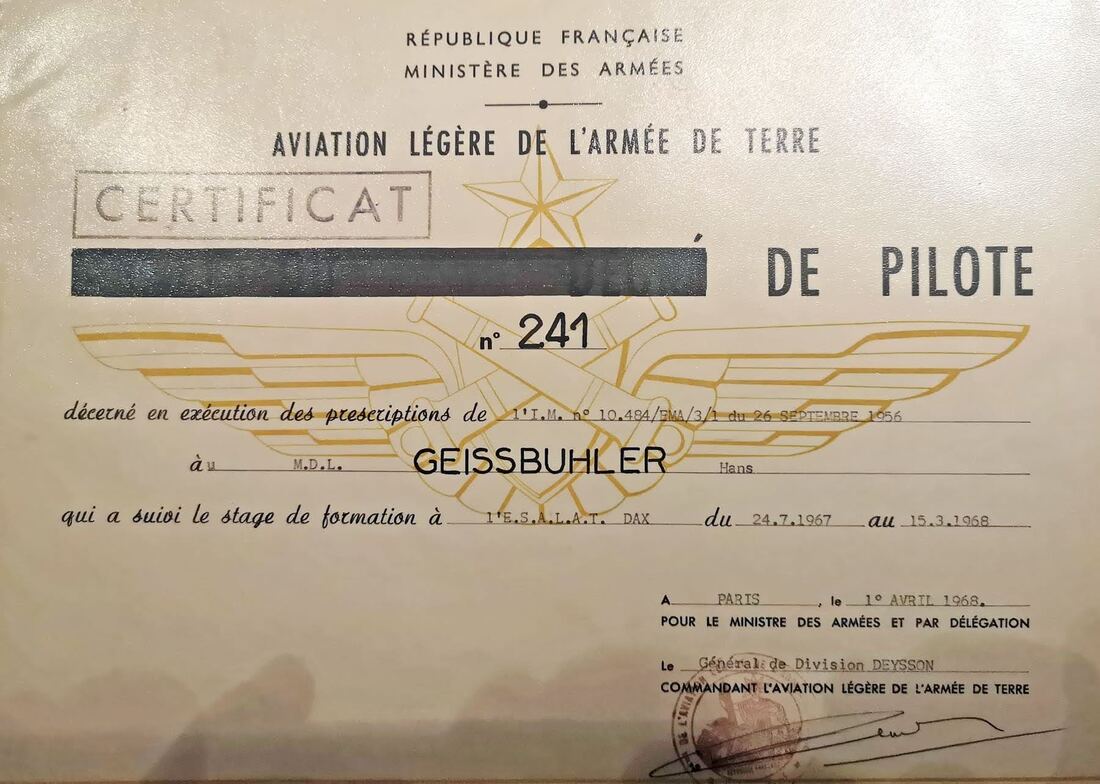 Certificat de pilote du MDL Hans GEISSBUHLER Alat.fr