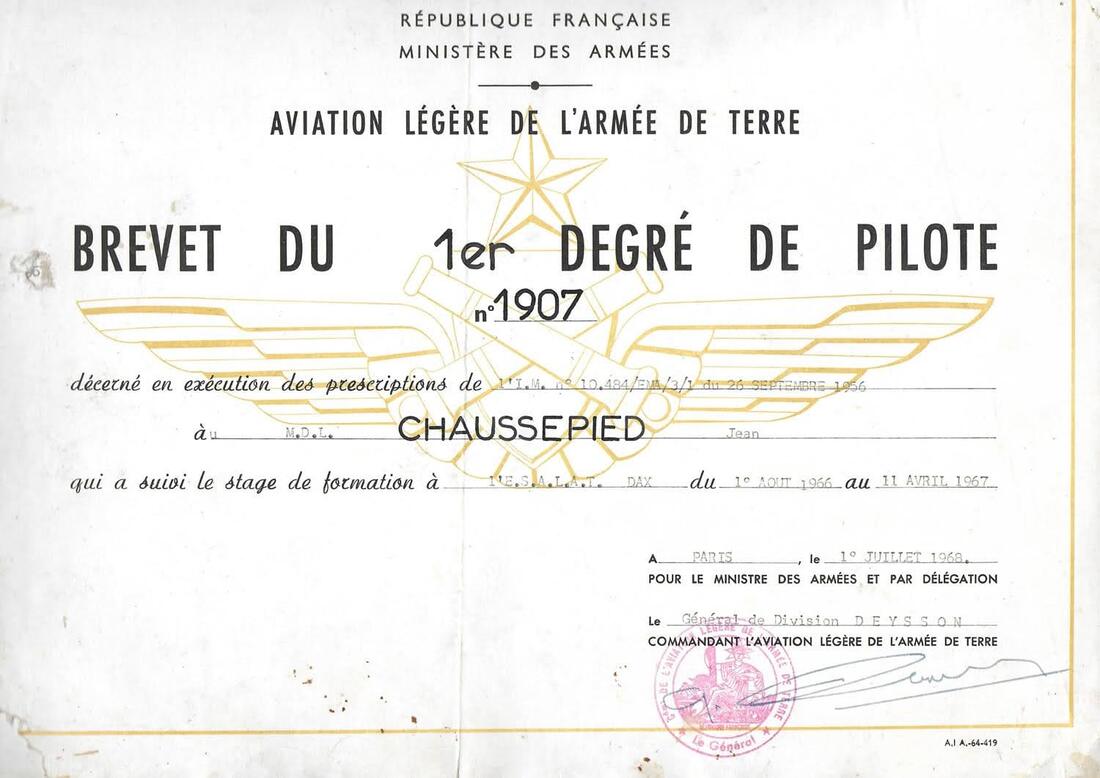 Brevet de pilote du MDL Jean CHAUSSEPIED Alat.fr