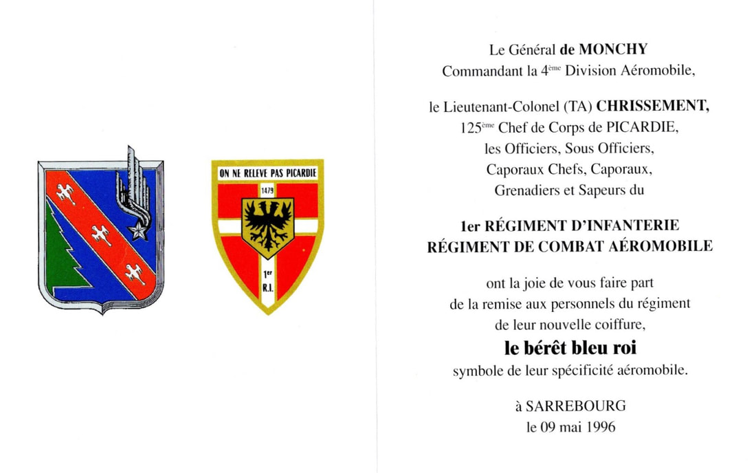 Carte remise du béret bleu roi aux personnels du 1er RCAM Alat.fr