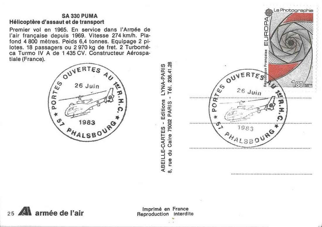 carte des portes ouvertes du 26 juin 1983 du 1er RHC Alat.fr