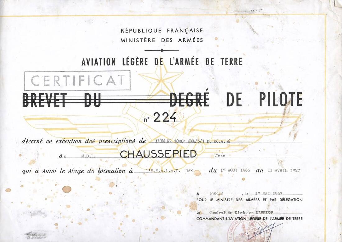 Certificat de pilote du MDL Jean CHAUSSEPIED Alat.fr