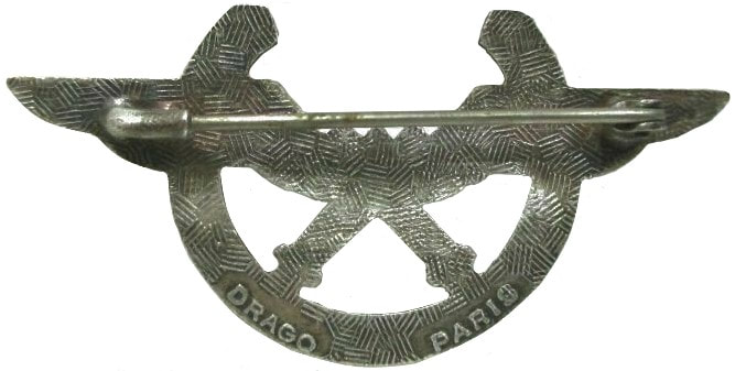 Dos insigne CPOA DRAGO Paris, guilloché, plat et argenté, avec monture épingle à bascule Alat.fr
