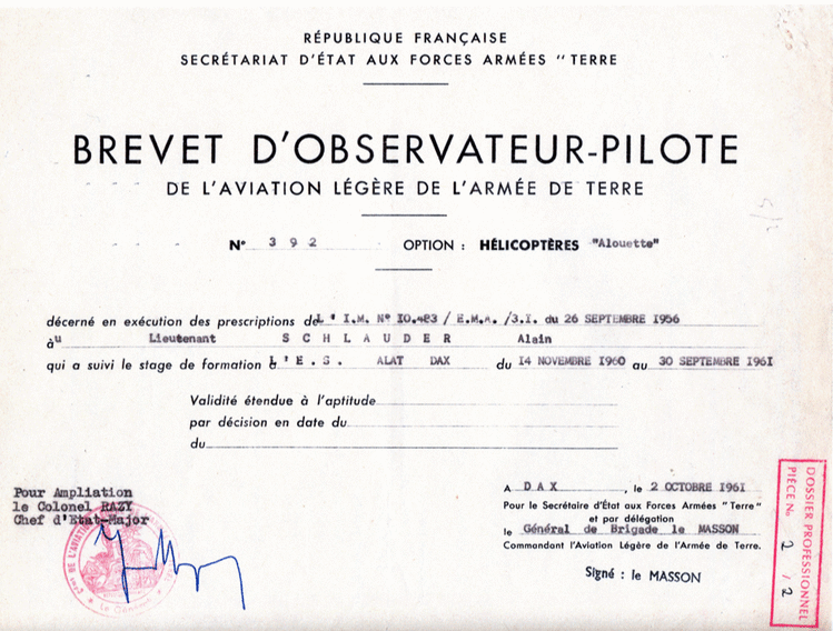 brevet observateur pilote Alat hélicoptères Alat.fr