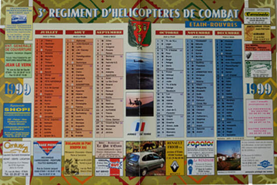 calendrier 1999 verso du 3e RHC Alat.fr 
