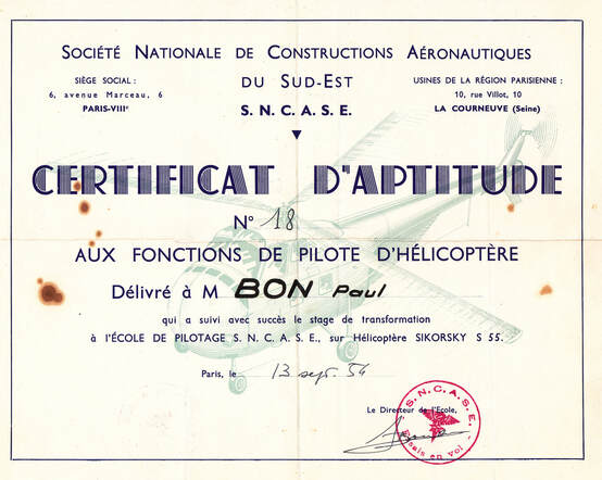 Certificat aptitude pilotage de l'école SNCASE. Alat.fr