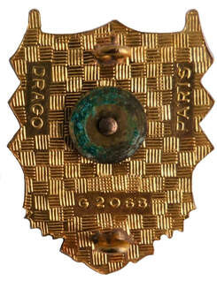 Dos insigne 3e GALAT type 2 guilloché, plat et doré, avec monture deux anneaux. Homologation horizontale en bas au centre Alat.fr