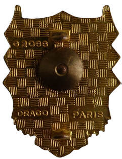 Dos insigne 3e GALAT type 2 guilloché, plat et doré, avec monture deux anneaux. Homologation horizontale en haut à gauche Alat.fr