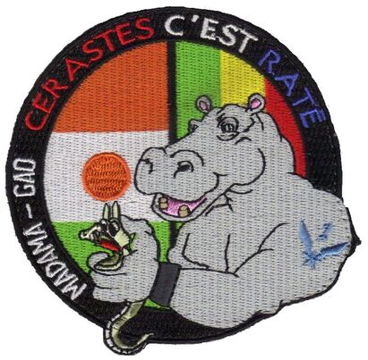 Patch APS du détachement CERASTES du DETALAT Hombori mandat n° 12, type 1, avec hippopotame Alat.fr