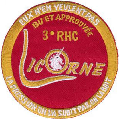Patch prototype en tissu,envisagé pour l'opération Licorne du 3e RHC