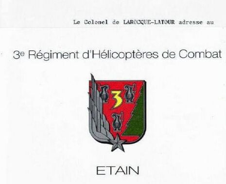 3e RHC : carte d’invitation du colonel de LAROCQUE-LATOUR Alat.fr