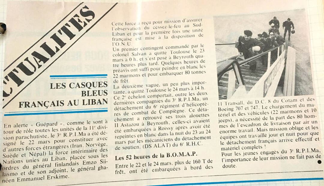 FINUL : article de presse sur le départ du 6e RHC, le 24 mars 1978 (2). Alat.fr