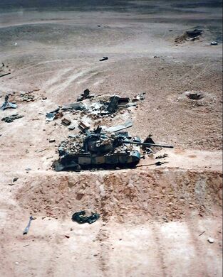 Daguet : char irakien détruit par un appareil de l'ALAT. Alat.fr