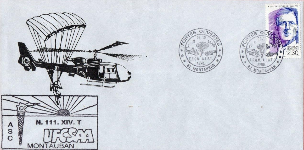 ​Enveloppe de l'ASC de l'ERGM de Montauban, portes ouvertes des 09 et 10 juin 1990 Alat.fr