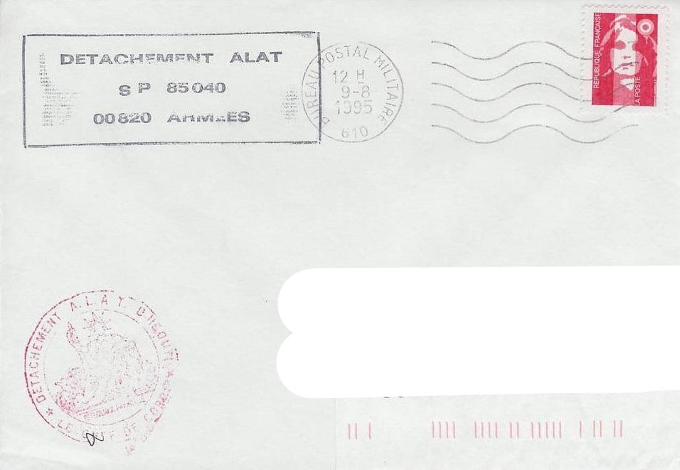 Enveloppe avec tampon DETALAT Djibouti Alat.fr