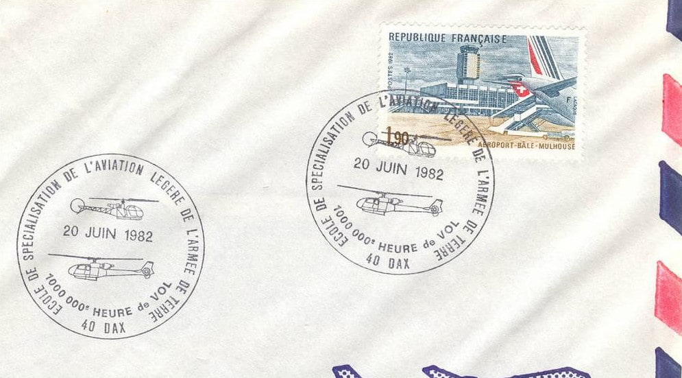 Enveloppe 1 000 000e heure de vol du 20 juin 1982 Alat.fr