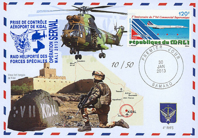 Enveloppe opération Serval, avec timbre Concorde du 30 janvier 2013 Alat.fr