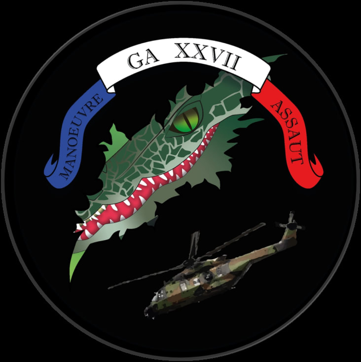 Maquette du patch 27e promotion groupe des Lieutenants EALAT, option CAÏMAN Alat.fr