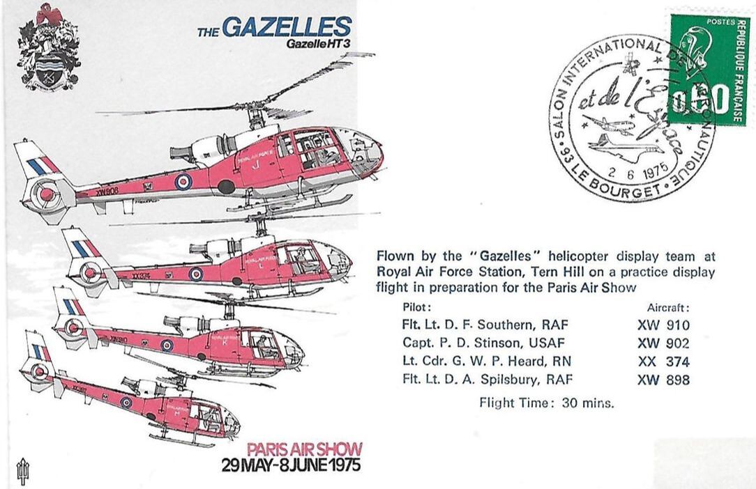 Carte GAZELLE du salon international de l'aéronautique du 2 juin 1975 Alat.fr