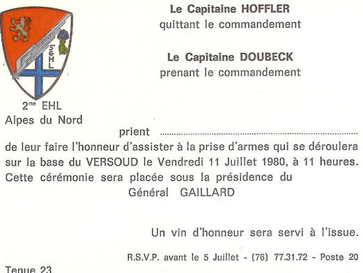 Carton d'invitation passation commandement à la 2e EHL du 5e GHL Alat.fr