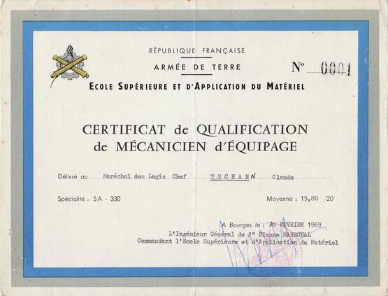 Certificat n° 1 de qualification de mécanicien d’équipage Alat.fr