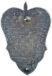 Dos insigne GALAT 105 DRAGO, dos guilloché, plat et argenté, avec monture 2 pointes pin's Alat.fr 
