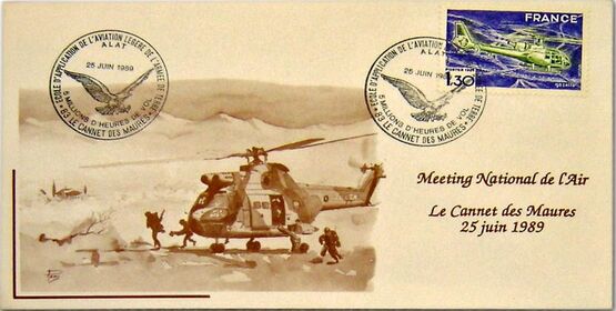 Enveloppe  Puma pour les 5 millions d'heures de vol du 25 juin 1989 Alat.fr