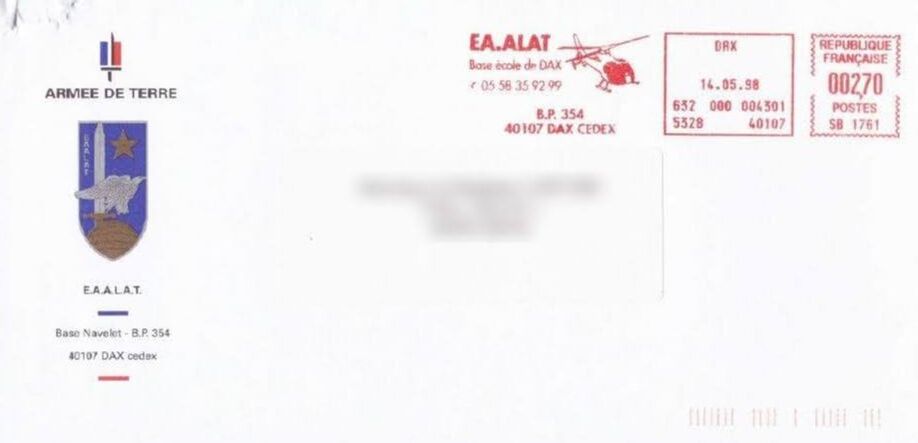 Enveloppe de mai 1998 de l'EAALAT de Dax Alat.fr