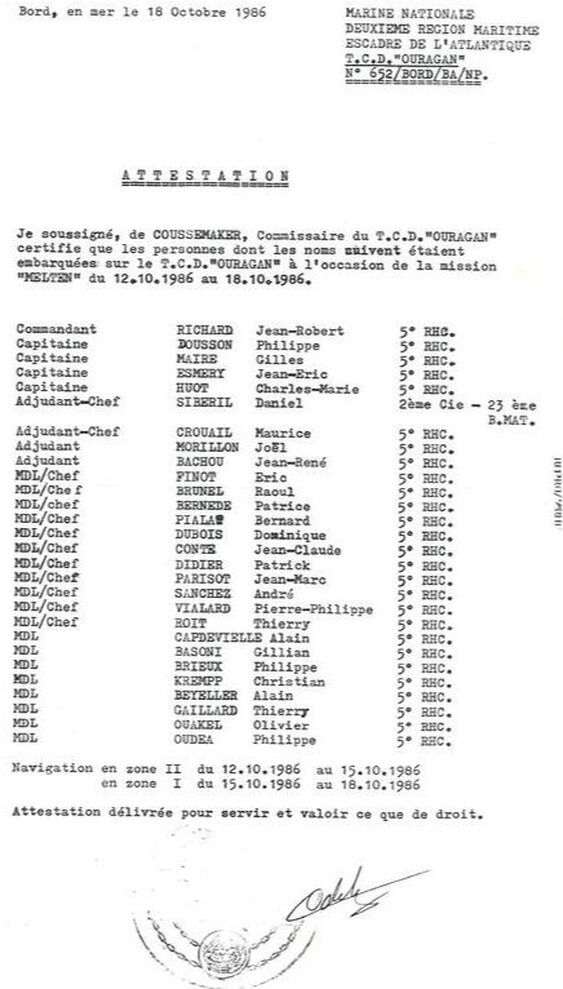 Opération MELTEM : liste des personnels. Alat.fr