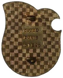 Dos insigne GALDIV 3, DRAGO, avec homologation G 1829, au dos dans cartouche carré au centre, guilloché, plat et doré, avec monture deux anneaux Alat.fr
