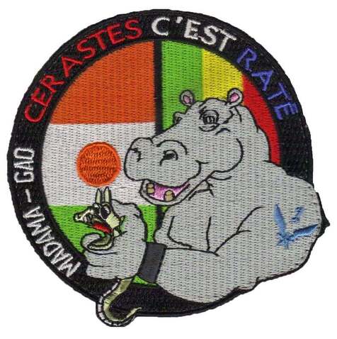 Patch APS du détachement CERASTES du DETALAT Hombori mandat n° 12, type 1, avec hippopotame Alat.fr