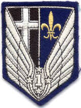 Patch tissu, bordure bleue de l'insigne régimentaire 1er RHC, type 1. Alat.fr