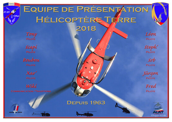 Poster équipe présentation hélicoptère Terre 2018. Alat.fr