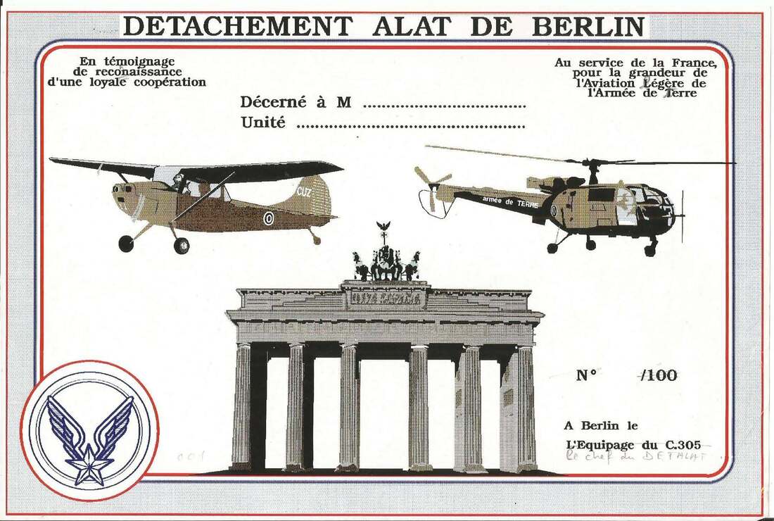 témoignage de reconnaissance du DETALAT de Berlin, modèle n° 1 Alat.fr