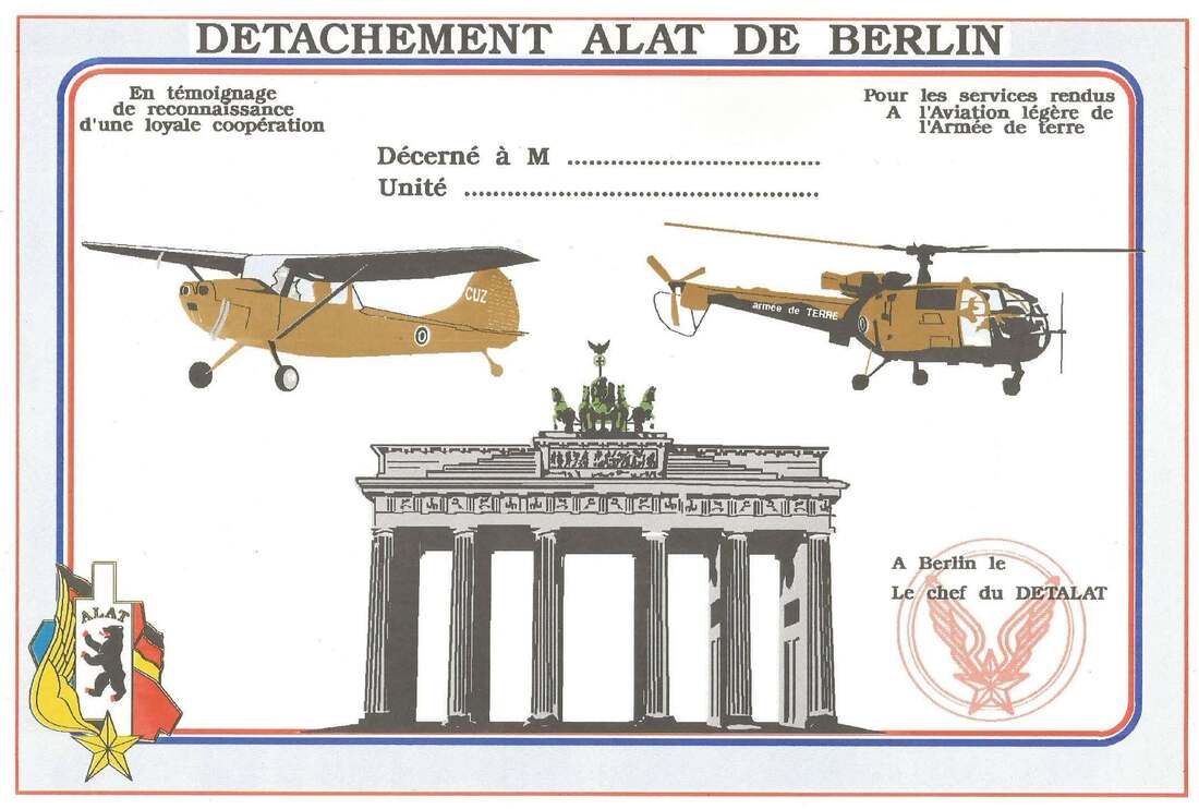 témoignage de reconnaissance du DETALAT de Berlin, modèle n° 3 Alat.fr